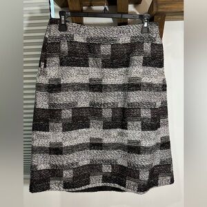 NWT Oscar de la Renta Grey Checkered Tweed Wool Blend Skirt Pockets Silk Lined 8